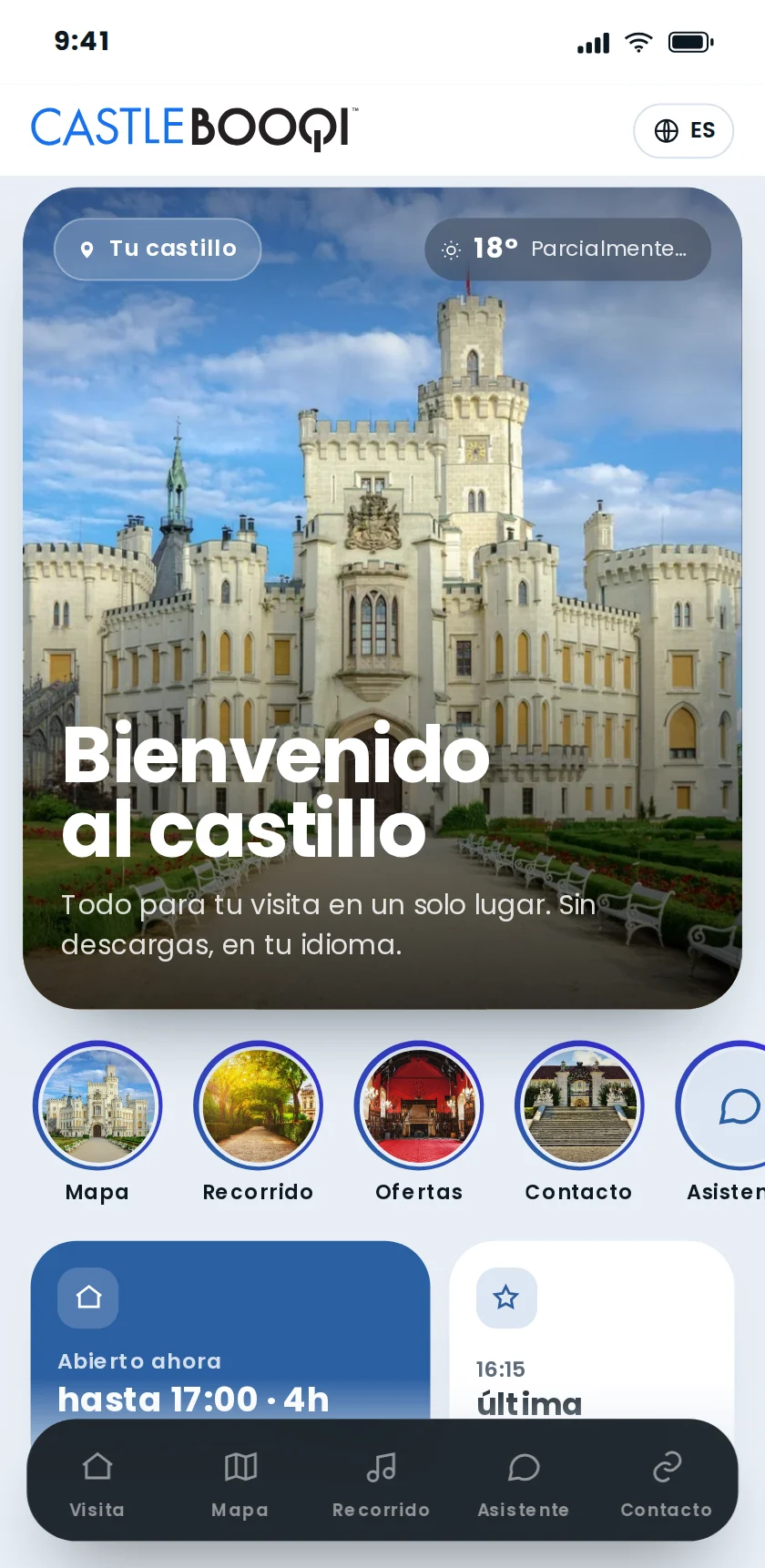 CastleBooqi con la guía digital en un teléfono