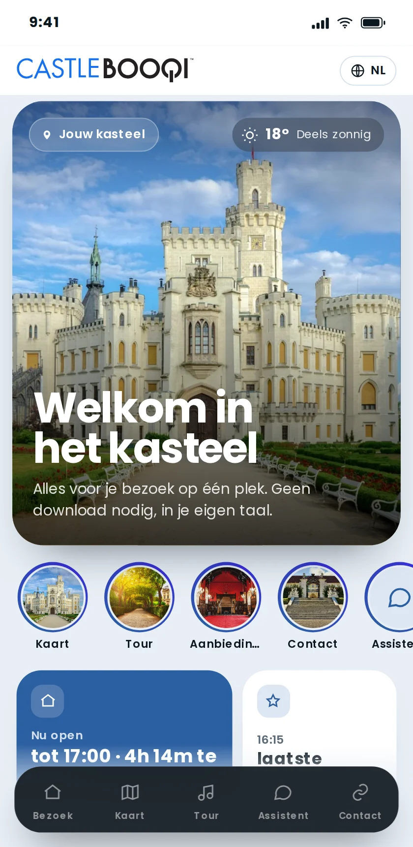 CastleBooqi met de digitale gids op een telefoon